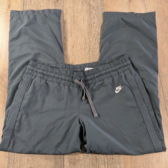 Nike Windbreaker Pants Womens Medium Gray Straight Leg Pull On Track Performance - Picture 1 of 11